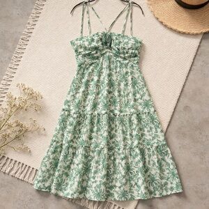 Elegant Green Floral Midi Dress